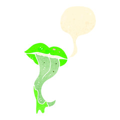 retro cartoon monster mouth sticking out tongue