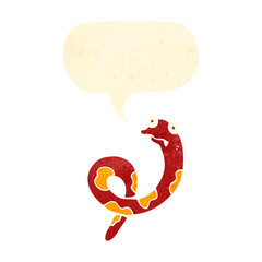 retro cartoon snake with speech bubble