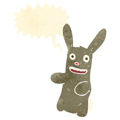 retro cartoon rabbit with speech bubble