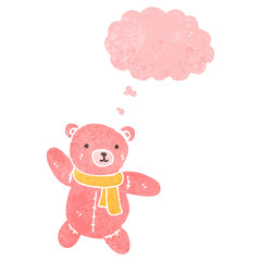 retro cartoon cute teddy bear with thought bubble