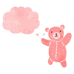 retro cartoon cute teddy bear with thought bubble