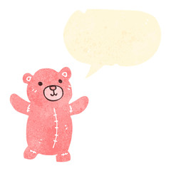 retro cartoon teddy bear with speech bubble