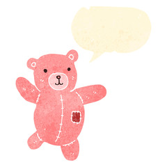 retro cartoon teddy bear with speech bubble