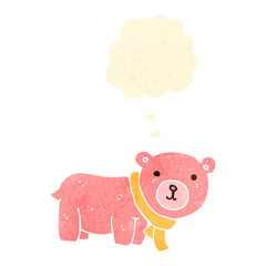 retro cartoon cute teddy bear with thought bubble