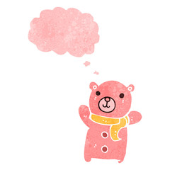 Naklejka premium retro cartoon cute teddy bear with thought bubble