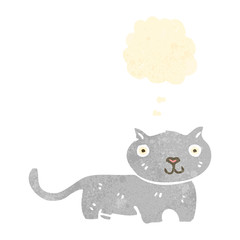 retro cartoon cat with thought bubble