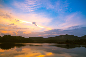 Beautiful sunset in the lake ( Filtered image processed vintage