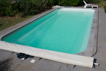 Swimming pool and lush vegetation