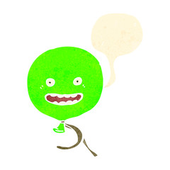 retro cartoon green balloon,