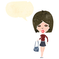 retro cartoon talking woman