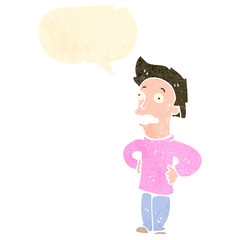 retro cartoon man with hands on hips