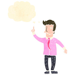 retro cartoon businessman with great idea