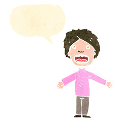 retro cartoon boy shrugging shoulders