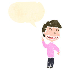 retro cartoon grinning boy