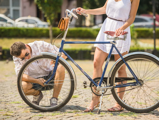 Couple with bicycles