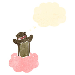 retro cartoon bear on cloud