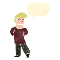 retro cartoon shy boy