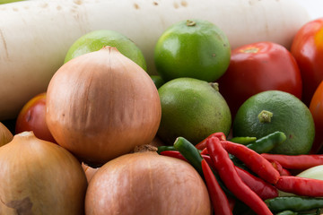 mix vegetable on white background