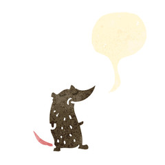 retro cartoon rat with speech bubble