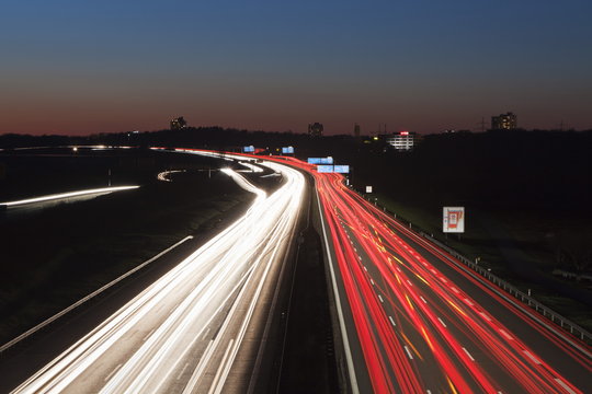 Rush hour on the A8 Autobahn, Stuttgart, Baden Wurttemberg, Germany