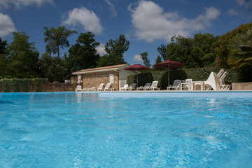 Private swimming pool at summertime