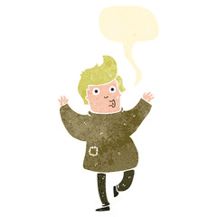 retro cartoon man in patched clothing