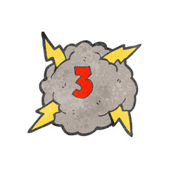 retro cartoon storm cloud with number three