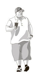 fat man in summer clothes