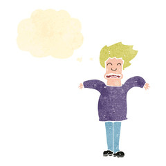 retro cartoon man shrugging shoulders