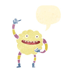 retro cartoon funny cloud monster