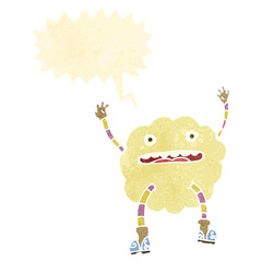 retro cartoon funny cloud monster