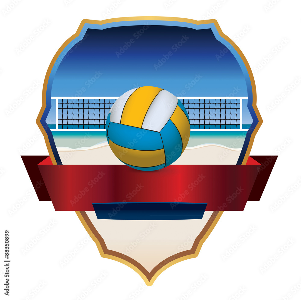 Sticker Beach Volleyball Emblem Illustration