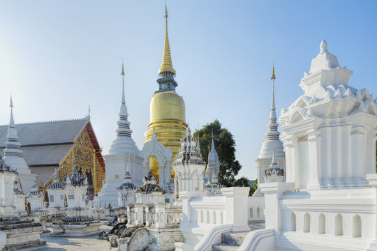 Chedis (stupas) at the temple of Wat Suan Dok, Chiang Mai
