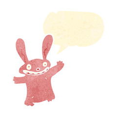 retro cartoon funny rabbit with speech bubble