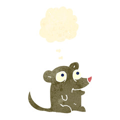 retro cartoon little mouse with thought bubble