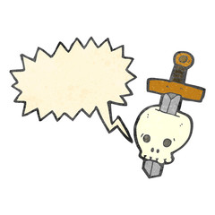 cartoon talking skull with sword