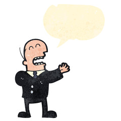 retro cartoon businessman with speech bubble