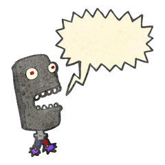 retro cartoon shouting robot head