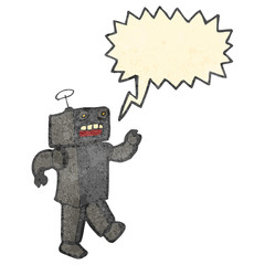 retro cartoon shouting robot