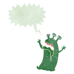 retro cartoon roaring monster