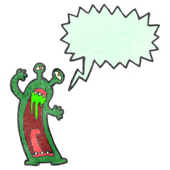 retro cartoon roaring monster