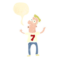 retro cartoon man wearing shirt number seven