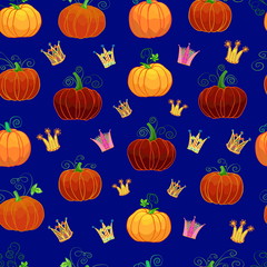 seamless background pumpkins and Crown
