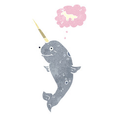 retro cartoon narwhal © lineartestpilot