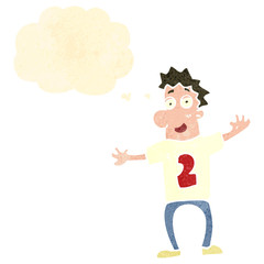 retro cartoon man wearing shirt number two