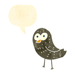 retro cartoon bird with speech bubble