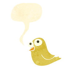 retro cartoon bird with speech bubble