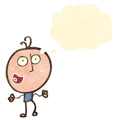 retro cartoon man with thought bubble