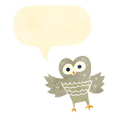 retro cartoon owl with speech bubble