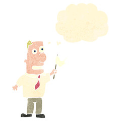 retro cartoon man with thought bubble